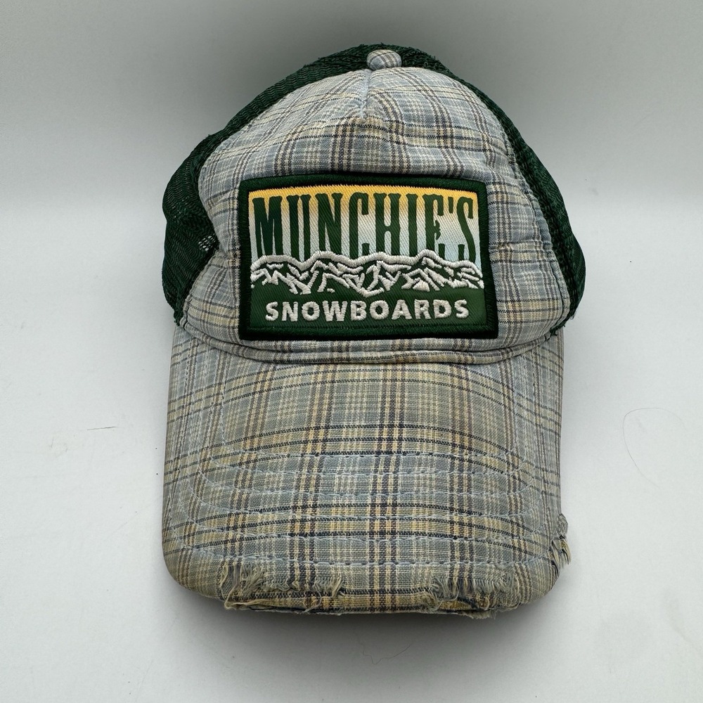 Vintage Fossil Hat Munchie's Snowboards Trucker Cap Green SnapBack Y2K 90's